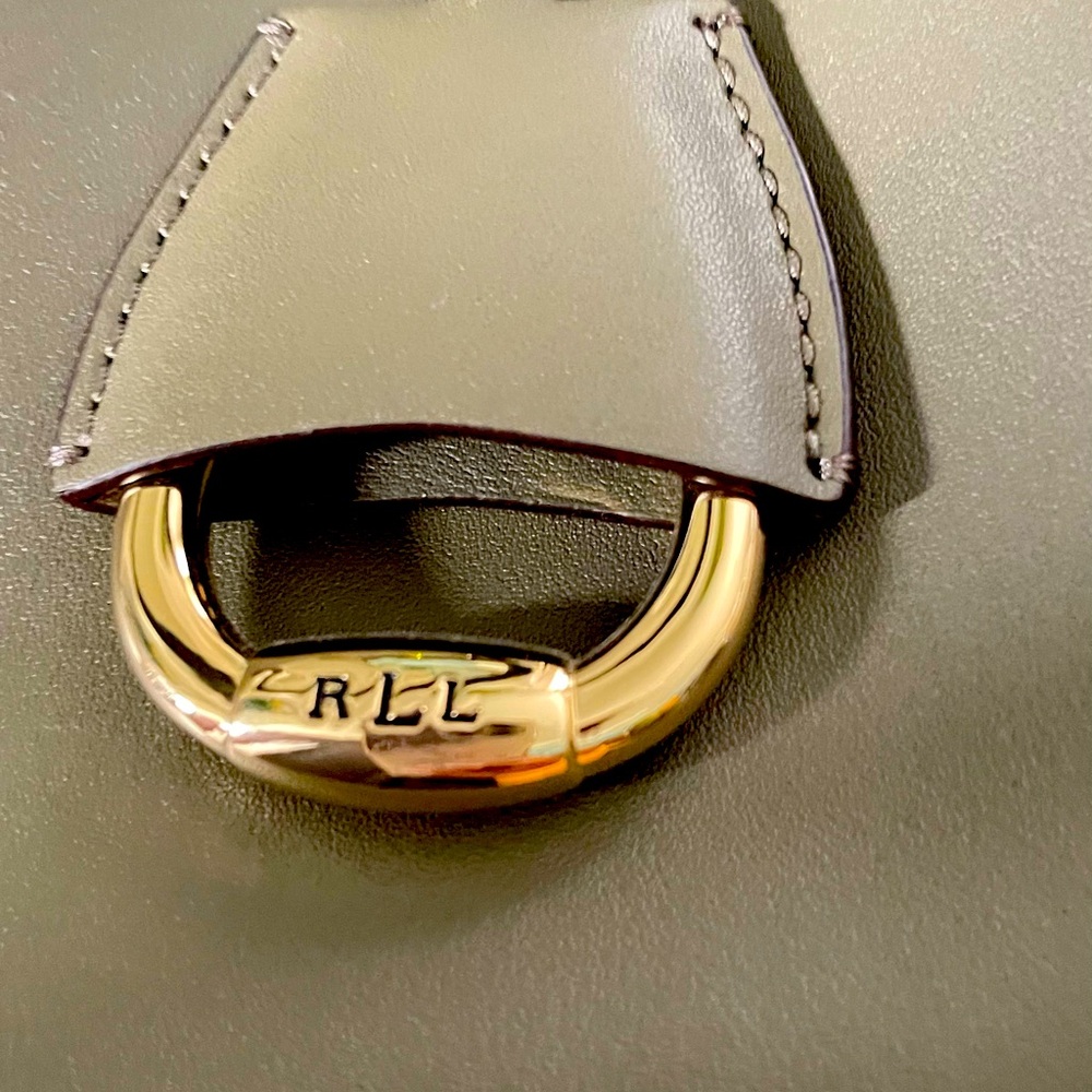 BRAND NEW,  LAUREN, by RALPH LAUREN LEATHER BAG 
OLIVE GREEN 
WITH TOP HANDLES - Picture 5 of 10